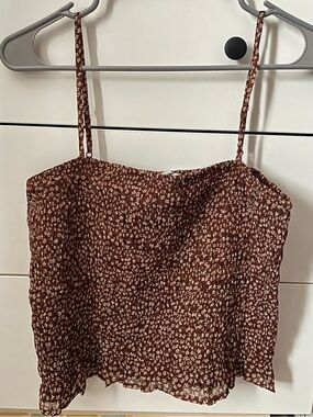 American Eagle Outfitters Brown Floral Smocked Cami
